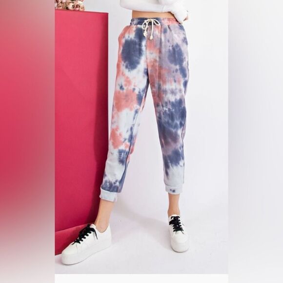 Easel Tie-Dye Terry Knit Joggers NEW - Picture 1 of 4